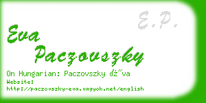 eva paczovszky business card